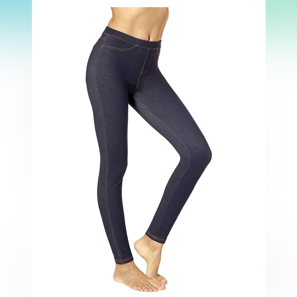 No Nonsense Women's‎ Stretch Denim Leggings with Pockets-Small